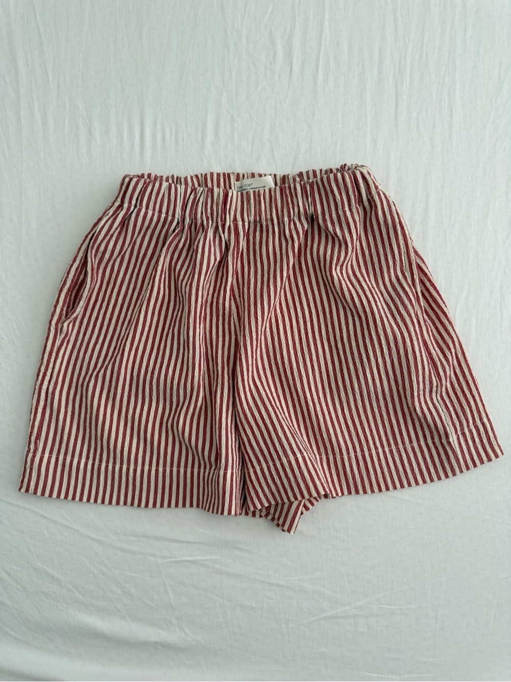 OAK + FORT Women’s High Waist Red and White Striped Shorts